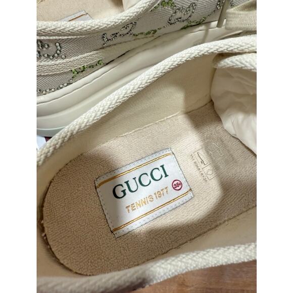 Gucci Tennis 1977 Trek Platform Crystal Colorful Sneaker Low Top 38.5 Green - Picture 11 of 13